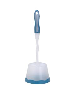 21 In. Polypropylene Bristle Toilet Bowl Brush Set With Caddy