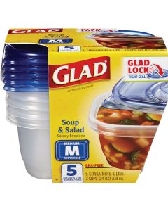 Glad 24 Oz. Clear Rectangle Soup & Salad Container (5-Pack)