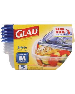Glad 25 Oz. Clear Square Entre Container (5-Pack)