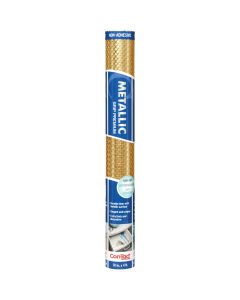 Contact 18 In. x 4 Ft. Gold Metallic Grip Premium Non-Adhesive Shelf Liner