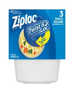 Ziploc Twist 'n Loc 1 Pt. Clear Round Food Storage Container with Lids (3-Pack)