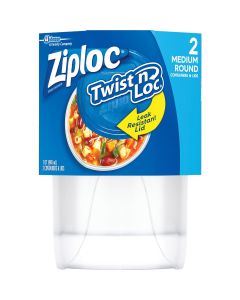 Ziploc Twist 'n Loc 1 Qt. Clear Round Food Storage Container with Lids (2-Pack)