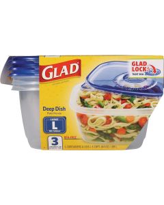 Glad 64 Oz. Clear Rectangle Deep Dish Container (3-Pack)