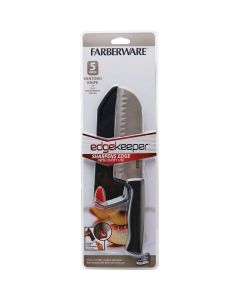 Farberware 5 In. Black Santoku Knife with Edgekeeper Sheath