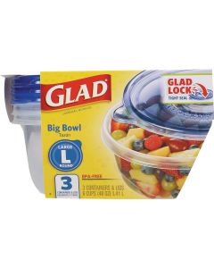 Glad 48 Oz. Clear Round Big Bowl Container (3-Pack)