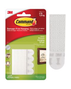 Command Small Picture Hanging Strips, White, 4 Sets of Strips