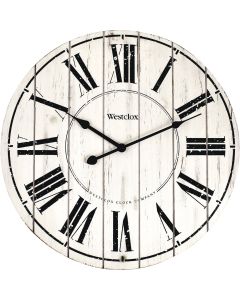 Westclox 18 In. Whitewash Wood Wall Clock