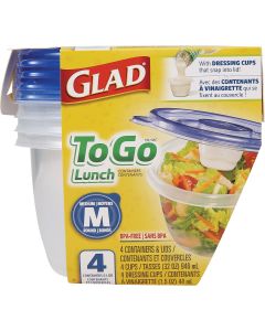 Glad ToGo Lunch 32 Oz. Clear Medium Round Container (4-Pack)