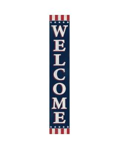 My Word! Welcome Patriotic Navy Flag 8 In. x 46.5 In. Porch Board
