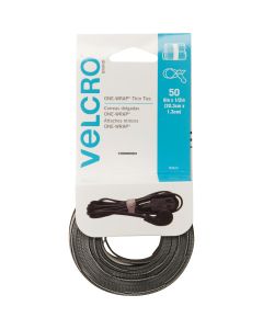 VELCRO Brand One-Wrap 1/2 In. x 8 In. Black Hook & Loop Tie (50 Ct.)