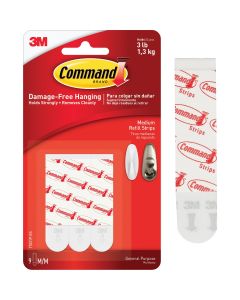 Command Medium Refill Strips, White, 9 Strips