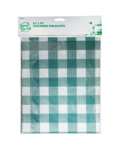 Smart Savers 52 In. W. x 70 In. L. Green & White Checkerboard Tablecloth