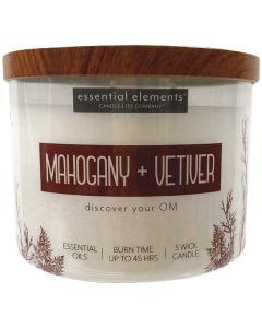 Candle Lite Essential Elements 14.75 Oz. Mahogany & Vetiver Jar Candle with Lid
