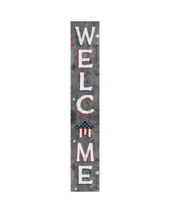 My Word! Welcome Gray with Patriotic Star 8 In. x 46.5 In. Porch Board