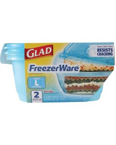 Glad Freezerware 64 Oz. Blue Rectangle Container (2-Pack)