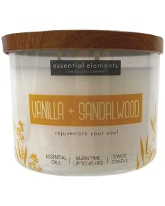 Candle Lite Essential Elements 14.75 Oz. Vanilla & Sandalwood Jar Candle with Lid