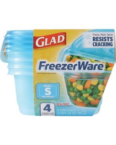 Glad Freezerware 24 Oz. Blue Rectangle Container (4-Pack)