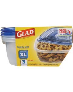 Glad 104 Oz. Clear Square Family Size Container (3-Pack)