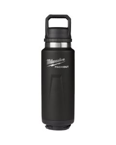 Milwaukee PackOut 36 Oz. Black Insulated Bottle with Chug Lid