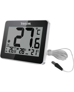 Taylor 8 In. W. x 6 In. H. Plastic Digital Indoor & Outdoor Thermometer