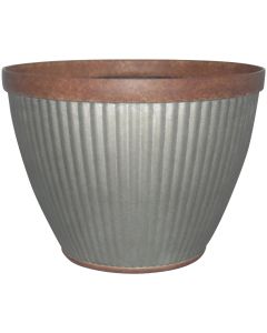 Southern Patio Westlake 15 In. x 11 In. Resin Rustic Galvanized Round Planter
