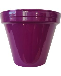 Ceramo Spring Fever 8-1/2 In. H. x 7-1/2 In. Dia. Violet Clay Flower Pot