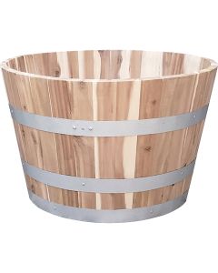 Real Wood Products 26 In. Acacia Natural Barrel Planter