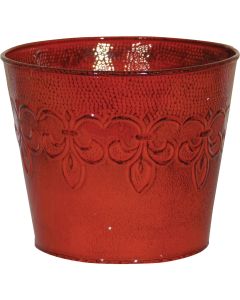 Robert Allen Fleur De Lis 4 In. Metal Cayenne Red Planter