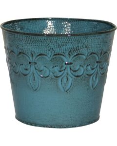 Robert Allen Fleur De Lis 6 In. Metal Surf Blue Planter