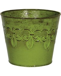 Robert Allen Fleur De Lis 6 In. Metal Tansey Green Planter