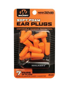 Walker's Soft Foam Neon Orange Ear Plugs (7-Pair)