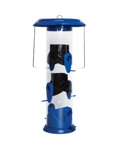 Nature's Way Funnel Flip Top Blue Poly Wide Tube Bird Feeder
