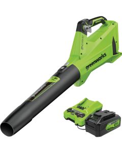 Greenworks 24V 450 CFM 110 MPH Cordless Brushless Handheld Leaf Blower with 4.0 Ah Battery & Charger