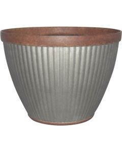Southern Patio Westlake 10 In. Resin Rustic Galvanized Round Pleated Planter