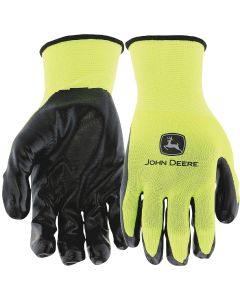 John Deere Men's Large Nitrile Coated Polyester Hi-Vis Green Work Glove (5-Pack)