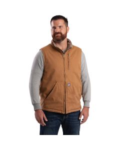 Berne Heartland Men's XL Brown Sherpa-Lined Washed Duck Vest