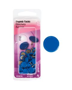 Hillman Anchor Wire Blue 23/64 In. x 15/64 In. Thumb Tack (40 Ct.)