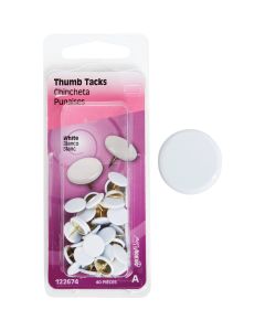 Hillman Anchor Wire White 23/64 In. x 15/64 In. Thumb Tack (40 Ct.)