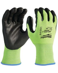 Milwaukee Unisex XL Cut Level 2 High Vis Polyurethane Dipped Glove