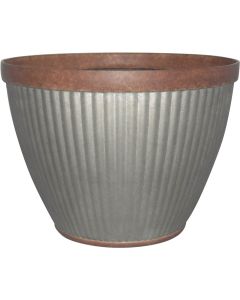 Southern Patio Westlake 20.5 In. Resin Rustic Galvanized Round Pleated Planter