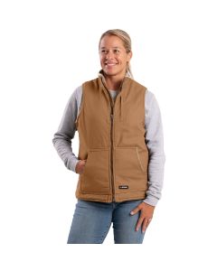 Berne Softstone Women's Large Brown Duck Sherpa-Lined Vest