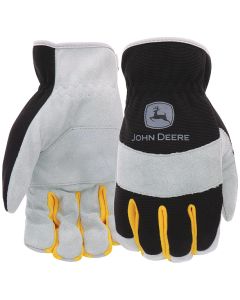 John Deere Men's Large Cowhide Leather Black Work Glove