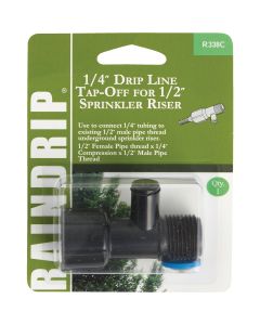 Raindrip 1/2 In. Female Pipe Thread x 1/4 In. Barb x 1/2 In. Male Pipe Thread Drip Line Tap-Off Sprinkler-To-Drip-Adapter