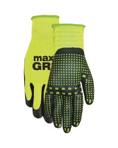 Midwest Gloves & Gear MAX Grip Unisex Large/XL Coated Gloves, Hi-Visibility Yellow