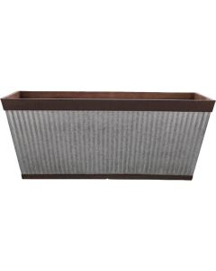 Southern Patio Westlake 24 In. Resin Rustic Galvanized Pleated Deck Rail Planter