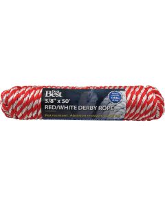 Do it Best 3/8 In. x 50 Ft. Red & White Derby Polypropylene Packaged Rope