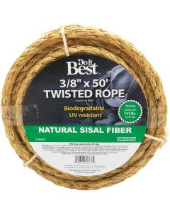 Do it Best 3/8 In. x 50 Ft. Natural Twisted Sisal Fiber Packaged Rope