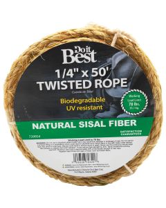 Do it Best 1/4 In. x 50 Ft. Natural Twisted Sisal Fiber Packaged Rope