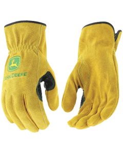 John Deere Men's XL Split Cowhide Leather Gold Driver Glove