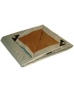 8' x 10' Foremost 20810 Silver/Brown Dry Top 10-Mil Heavy Duty Reversible Tarp